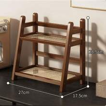 Kệ lưu trữ hai tầng bằng tre, giá đỡ tách trà và tách cà phê, kệ gia vị, giá để hoa và kệ sách, phù hợp cho nhà bếp, văn phòng và các nơi khác, thoát nước nhanh và thông thoáng, chống ẩm và chống mốc - Nhiều màu - Xem 10