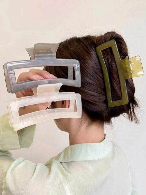 1-3pcs Rectangular Hair Clips, Dopamine Style Hair Clips, Hair Pins, Hair Clips, Hair Pins, Student Supplies, Autumn/Winter Women's College Style Hair Accessories, Suitable For Vacation, Travel And Summer Beach Looks