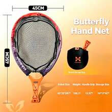 HASIDA Butterfly Bait Fishing Landing Net, Silicone Coated Mesh, Ultra-Lightweight Portable Pocket-Sized Folding Short Handle Fish Net - Black - View 4
