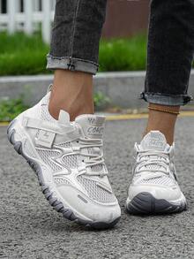Flipark 1 Pair New Women's Casual Sports Shoes, Tennis Shoes, Preppy Style, Fashion Women's Colorblock Lace-Up Thick Sole Sneakers, Versatile Daily Commute Casual Chunky Sneakers - Light Grey - View 2