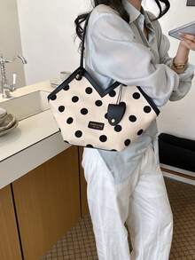 Women's Commuter Bag 2026 New Fashion Versatile Polka Dot Shoulder Bag Large Capacity Tote - Black - View 4