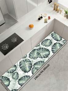 1pc Monstera Leaf Print Kitchen Mat, Fabric Surface With Absorbent Sponge And Non-Slip Rubber Bottom, 3.5mm, Relieves Fatigue From Long Standing, Suitable For Kitchen, Bathroom, Entryway, Laundry Room - View 15