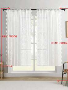 1pc/2pcs Embroidered Sheer Curtains, Floral Leaf Pattern, Rod Pocket, UV Protection, Breathable, Transparent, Polyester, Rod Pocket, No Lining, For Living Room, Bedroom, Dining Room - White - View 35