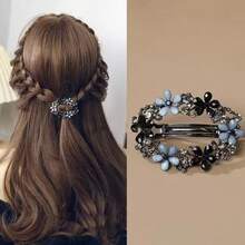 1 Jepit Rambut Pegas Vintage Jepit Rambut Paduan Berongga Oval Aksesori Rambut Mewah Ringan dengan Hiasan Berlian Imitasi - MultiWarna - View 9