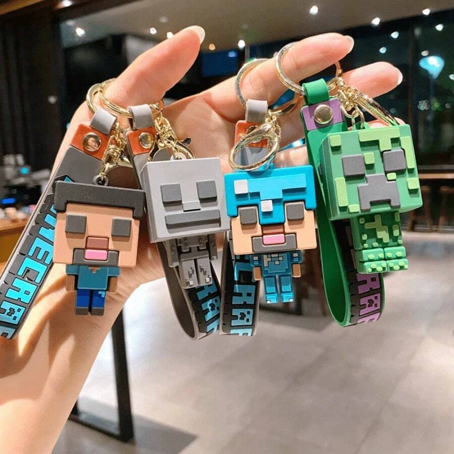 Minecraft 1 قطعة سلسلة مفاتيح مطاطية ناعمة إبداعية، تعليقة حقيبة ظهر، هدية بضائع ألعاب بأسعار معقولة للزملاء والأصدقاء - A - مشاهدة 1
