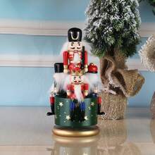 1pc European Style Hand-Painted 23CM Nutcracker Rotating Music Box, Wooden Craft Ornament Home Decor Music Box, Christmas Gift, Christmas Music Box - one-size - View 12