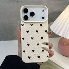 1件 極簡愛心裝飾黑白圖案 TPU 材質手機殼 - 彩色 - 查看 4
