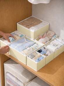 3/6/9pcs Foldable Fabric Storage Boxes, Baby Clothes Organizer Divider Bins, Wardrobe Drawer Dividers, Suitable For Baby Room/Socks/Daily Storage - Multicolor - View 10