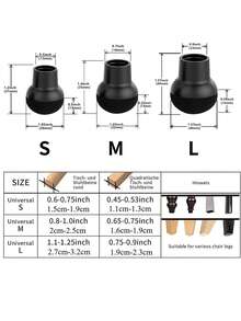 8pcs Solid Wood Floor Chair Leg Protectors, With Felt Pads, Cup-Shaped Leg Caps To Protect Wooden Furniture Legs - Black - View 3