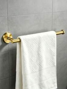 Bathroom Storage Hanging Set, Includes Towel Bar, Towel Ring, Stainless Steel Toilet Paper Holder, Multi-Function Hook And Multi-Purpose Hanging Bar, 1pc - Gold - View 10
