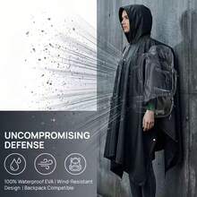 Long Hooded Raincoat Rain Cape, Unisex, Cycling, Camping, Hiking, Multi-Functional Rain Gear - A - View 2