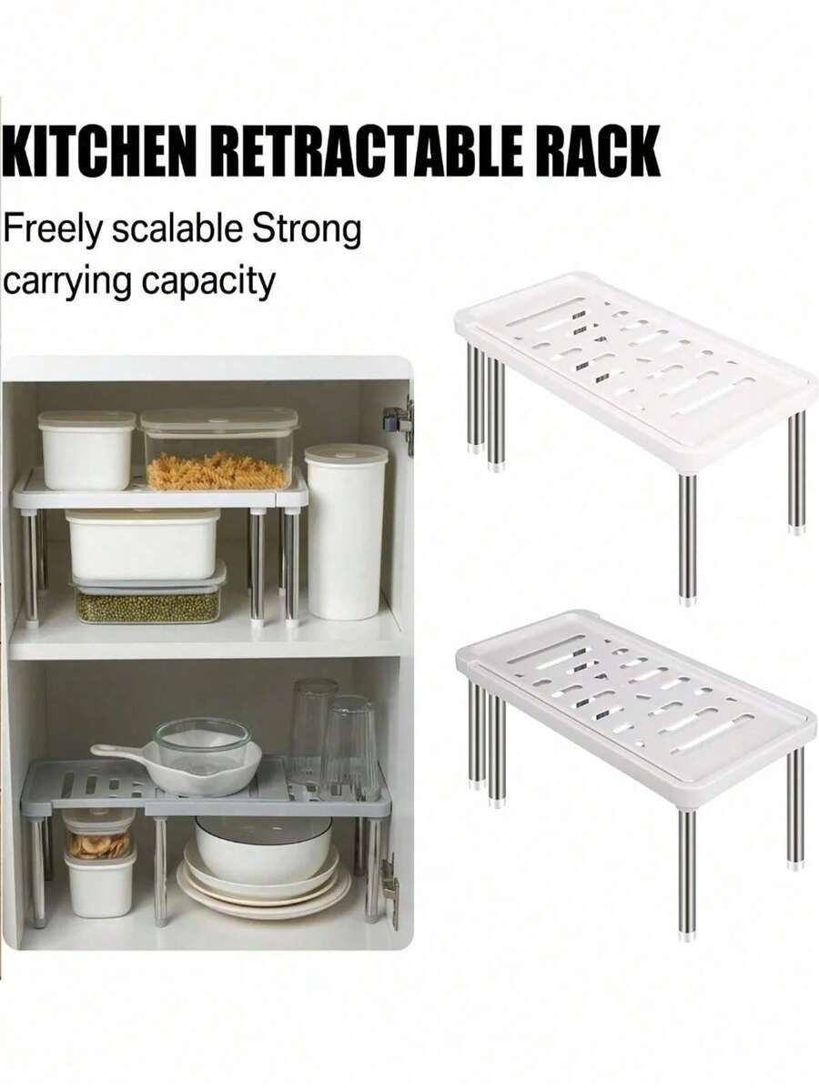 1 paquete Estante de almacenamiento retráctil para cocina, estante de almacenamiento desmontable y expandible, organizador multifuncional debajo del fregadero, divisor de gabinete, estante de almacenamiento para armario, estante de baño, estante ajustable compacto que ahorra espacio, adecuado para cocina, sala de estar, - Multicolor - Ver 1