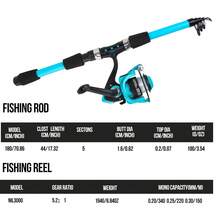 Lightweight Telescopic Spinning Fishing Rod Combo With Pre-Installed Fishing Line, Spinning Reel, Portable Storage Bag, Compact Outdoor Fishing Set For Lakes, Rivers And Shore Fishing - Blue - View 4
