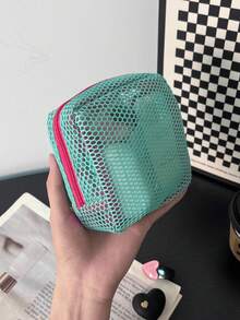 1pc Macaron Color Fresh Style High-Quality Multifunctional Mesh Storage Bag, Cute Wallet Design, Portable Makeup Bag, Zipper Tissue Storage Bag And Sanitary Pad Storage Box, Suitable For Home, Travel, Vacation And School For Girls, Multifunctional Storage For Small Items - Multicolor - View 9