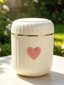 Mini Desktop/Car-Mounted Storage Bin With Lid, Heart Decoration, Plastic Rotating Top Trash Can, No Power Cylindrical Wastebasket, Suitable For Home, Office, Kitchen, Bedroom Vanity, Dining Room, Living Room Decor, Plastic - Multicolor - View 8