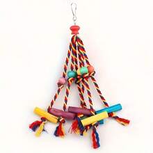1pc Parrot Toy Cotton Rope Colorful Beads Wooden Blocks (Random Color) Suitable For Budgies, Parrots, Cockatiels, Conures, Lovebirds And Finches - Exciting Exercise Toy For Small To Medium Birds! - View 4