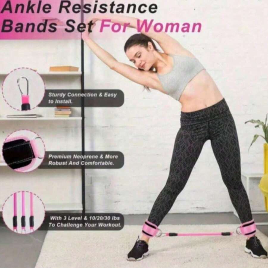 Adjustable Ankle Strap Resistance Band, Yoga Leg And Hip Trainer, Pilates, Gym And Home Workout Hip Training Stretch Band - Multicolor - View 1