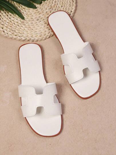 Women's Solid Color Open Toe Flat Sandals, Summer Shoes, Spring Shoes, Spring Break Easter Vacation Shoes, Casual Shoes, Beach Shoes, New Summer Sandals, Outdoor Wear, Flat, Simple Versatile, Comfortable Fashion, Korean Style, Beach Travel, Seaside Slippers, Mother's Day Gift