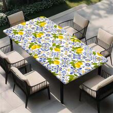 1pc Elastic Edge Tablecloth, Vibrant Lemon Pattern Stretch Tablecloth - Combination Of Fashionable Decoration And Practical Design, Outdoor Table Set, Picnic Accessory, Suitable For Indoor And Outdoor Use. - A - View 4