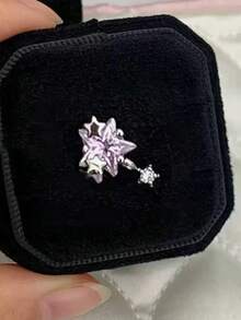 1件極簡酷感美學超亮星形耳釘吊墜耳環，軟骨耳環，流蘇垂墜耳環，百搭款 - 彩色 - 查看 3