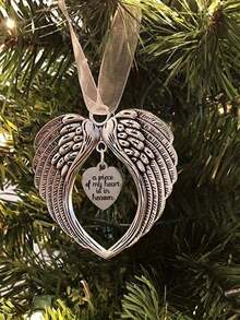 1pc Angel Wings Christmas Decoration, Bell-Shaped Memorial Ornament, Commemorating Lost Loved One, Stainless Steel Angel Wings Christmas Tree Decor Gift Box Home Hanging Ornament (Mom) Heart-Shaped Wings Design Hanging Decor, Zinc Alloy Home Decor Halloween Decoration Christmas Decoration Room Decor - Multiple Styles - View 5