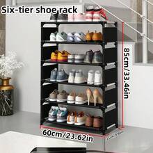1pc Multi-Layer Plastic Shoe Rack, Freestanding Shoe Storage Rack, Easy To Assemble, Large Capacity, Suitable For Entryway, Hallway, Bedroom, Bathroom, Living Room - Black - View 2