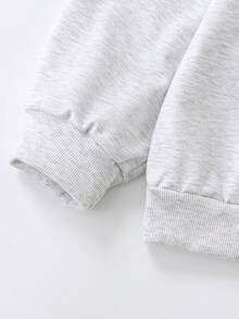 2pcs/Set Baby Boy Outfit, Round Neck Printed Cute Duck Sweatshirt With Simple Plaid Pants, Autumn/Winter Baby Set - Light Grey - View 7
