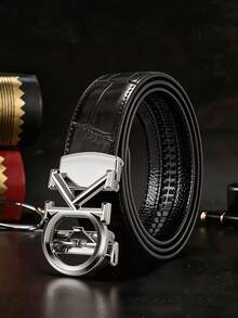 47-Inch Extended Men's PU Faux Leather Automatic Buckle Belt With Crocodile Texture, Suitable For Both Business And Casual Wear, And Can Be Paired With Formal Dress Pants. - Multicolor - View 13
