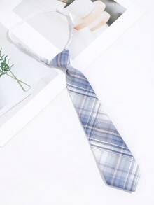 1件裝藍色格紋JK領帶/蝴蝶結 日式校服配件 女款女大學生風格西裝襯衫裝飾 - 彩色 - 查看 10