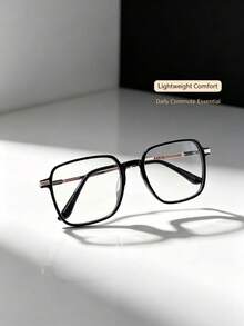 Minimalist Metal Splice Large Frame Glasses, Multi-Color Transparent Frame Eye Protection Anti-Radiation Computer Glasses, Cool Tone Transparent Square Frame No-Makeup Glasses, Lightweight Daily Commute Eye Protection Glasses, Versatile Multi-Color Large Frame Face-Slimming Glasses, Lightweight Student Office Eye Protection Glasses Frame - Multicolor - View 12