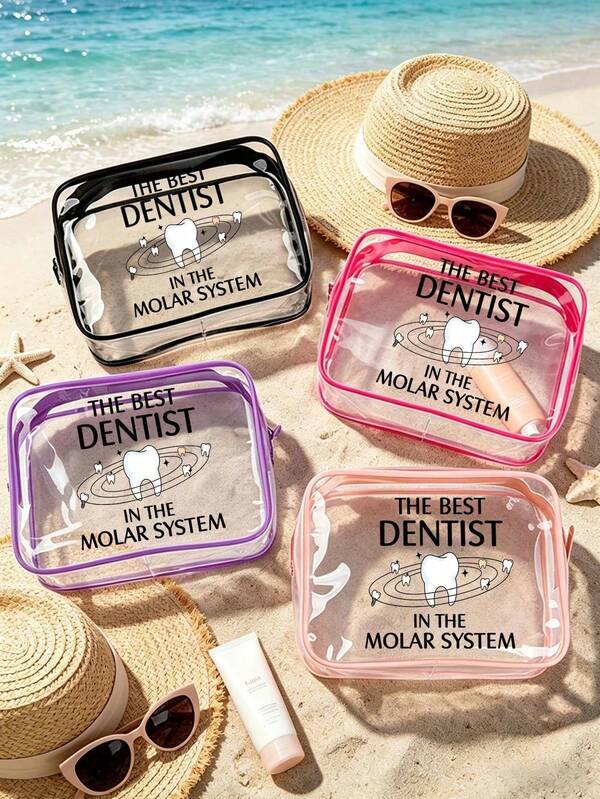 ¡Nuevo Lanzamiento! Bolsa de Maquillaje Transparente con el Lema Divertido "El Mejor Dentista del Sistema Molar", Bolsa de Aseo Impermeable y Transparente, Esencial de Viaje, Bolsa de Playa, Organizador de Cosméticos Portátil con Cremallera, Unisex, Ideal para Dentistas, Estudiantes y Entusiastas del Cuidado Oral, Adecuado para Trabajo, Viaje, Vacaciones en la Playa, Crucero y Almacenamiento en el Baño, Bolsa de Almacenamiento Esencial de Verano, Bolsa de Buceo, Bolsa de Aseo Ligera, Puede Almacenar Cosméticos, Productos de Cuidado de la Piel, Suministros Dentales, Bolsa Esencial de Verano, Fácil de Limpiar