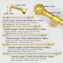 0.63英寸铁艺拼接金色窗帘杆/罗马杆，经典小球装饰，长度23-87英寸。窗帘杆支架套装，可壁挂或悬挂，坚固耐用，适用于窗帘杆/浴帘杆/遮阳杆/薄纱窗帘杆，适用于卧室、厨房、客厅、餐厅、办公室、宿舍或出租房。轻巧的窗帘杆，现代简约设计。 - 金色 - 查看 4