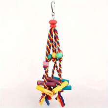 1pc Parrot Toy Cotton Rope Colorful Beads Wooden Blocks (Random Color) Suitable For Budgies, Parrots, Cockatiels, Conures, Lovebirds And Finches - Exciting Exercise Toy For Small To Medium Birds! - View 8