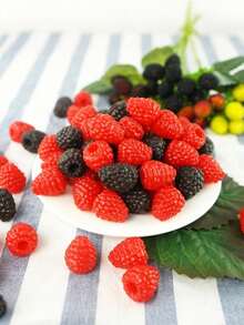 20pcs Artificial Raspberries, Red & Black, Plastic Fake Fruit, Realistic Raspberry Plastic Fake Fruit, Suitable For Photo Props Basket, Christmas And Thanksgiving Party Display, For Adult Use Only - Multicolor - View 11