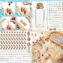 100 Sets DIY Mini Glass Bottle With Cork Stoppers And Ocean Decorative Pendant Nautical Necklace Ornaments Message Bottle Message In Wish Jar Kit For Beach Party Wedding Baby Shower Decor - Colorful - View 2