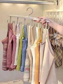 1/2pcs 12-Hook Plastic Hanger, Space-Saving Storage Organizer Rack, Suitable For Storing Bras, Tank Tops, Halter Tops, Ties, Belts, Etc., Saves Closet Space - Multicolor - View 1