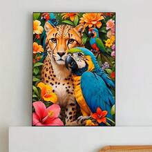 1 pezzo | Pittura di diamanti 5D fai-da-te | Kit di pittura di diamanti con motivo di leopardo e pappagallo in fiori, set di mosaico con perforazione completa rotonda, pittura di diamanti ad alta definizione, concentrazione e relax attraverso il fai-da-te, adatto per decorazione da parete di soggiorno, camera da letto, ufficio, regalo sorpresa per decorazione domestica festiva per famiglia e amici, senza cornice - diamante rotondo - Visualizzare 4