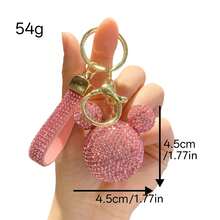 Disney 1pc Full Rhinestone 3D Mickey Mouse Head Diamond Rope Keychain, Cute Shiny Diamond Girl Bag Exquisite Pendant - View 9