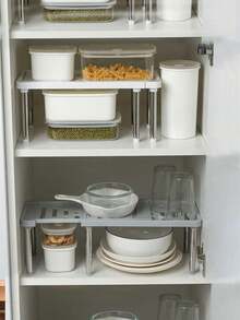 1 paquete Estante de almacenamiento retráctil para cocina, estante de almacenamiento desmontable y expandible, organizador multifuncional debajo del fregadero, divisor de gabinete, estante de almacenamiento para armario, estante de baño, estante ajustable compacto que ahorra espacio, adecuado para cocina, sala de estar, - Multicolor - Ver 3