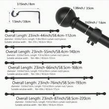0.63" Iron Splice Black Curtain Rod/Roman Rod, Classic Versatile Small Ball Decor, 23-87" Length, Easy Installation, Sturdy, Suitable For Curtain Rod/Shower Rod/Sun Shade Rod/Sheer Curtain Rod, Wall Mount Or Hang, Fit For Bedroom, Kitchen, Living Room, Dining Room, Office, Dorm Or Rental, Lightweight Minimalist Curtain Rod Set - Black - View 4