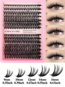 Set Bulu Mata Palsu Campuran 280pcs, D-Curl Bervolume, Kapasitas Tinggi, Keriting Rapat Silang 30D/40D Hot Melt Natural 3D Lembut Bersegmen, Set Bulu Mata Gugus, Bulu Mata Palsu - Hitam - View 11