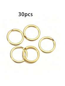 10/20/30/50/100pcs Polished Silver Stainless Steel Round Hole Flat Key Rings Keychains Rhodium Plated Round Split Key Rings DIY Wholesale Christmas - Gold - View 12