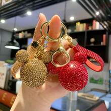 Disney 1pc Full Rhinestone 3D Mickey Mouse Head Diamond Rope Keychain, Cute Shiny Diamond Girl Bag Exquisite Pendant - View 4
