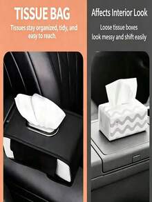 Universal Car Tissue Box, Car Tissue Dispenser, Rear Seat Mounted Creative Tissue Holder, Multi-Functional Storage Organizer, Hanging Tissue Box, Storage Bag, Can Be Used To Store Tissues, Masks And Other Items, Easy Installation, Suitable For Various Places In The Car, Essential Gift For Drivers - A - View 11