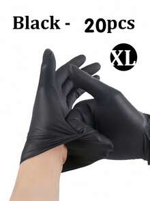 50pcs Black Nitrile Gloves, Latex-Free, Disposable Durable Household Cleaning Gloves, Suitable For Hair Dyeing, Tattooing, Mechanical Maintenance And Cleaning, Multi-Purpose Hand Protection, Kitchen Essential (Bagged) - Black - View 19
