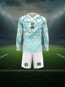 2026 Autumn/Winter V-Neck Long Sleeve Football Jersey Set, Quick-Dry Training Wear, Customizable Name Number LOGO Print Men's Team Match Gear Sports - Multicolor - View 3
