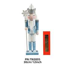1pc 30CM European Style Glitter Nutcracker King Wooden Craft Ornament, Lotus Wood Cartoon Christmas Decoration Small Gift - one-size - View 13