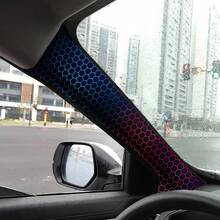 Blue And Red Honeycomb Pattern Cartoon Car Interior A, B And C Pillar Sticker Set, With Self-Adhesive Backing - Decorative Stickers - View 1