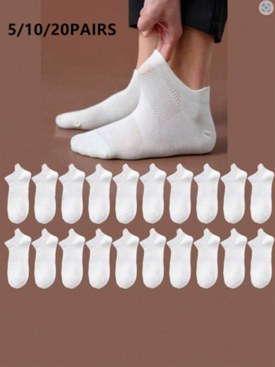 1/3/5 Pairs Women's Cute Ruffle Trim Short Socks, Black & White Color, Polyester Spandex Blend, Machine Washable - White - View 1