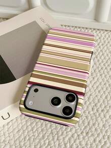 Vintage Pink & Green Striped Phone Case PC+TPU 2-In-1 Film Shell Compatible With IPhone 11/12/12PRO/12PROMAX/13/13PRO/13PROMAX/14/14PRO/14PROMAX/14PLUS/15/15PRO/15PROMAX/15PLUS/16/16pro/16promax/16PLUS/17/17pro/17promax/AIR/18pro/18promax - Multicolor - View 3